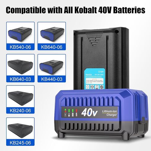KUNLUN 40V Charger, Relacement for Kobalt 40V Lithium-ion Battery Charger | Perfectly Compatible with Kobalt 40V Battery, Fast Charging, Kobalt 40V Outdoor Tool Replacement Charger in Kuwait