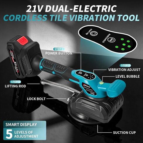 Tile Vibration Tool: Vibration Leveling Machine 5speed Adjustable Tile Tiler Hand-held Tile Tiling Machine Tile Vibration Tiling Machine For Laying Floor Wall Larger Tiles, Tile Installers DIYer in Kuwait