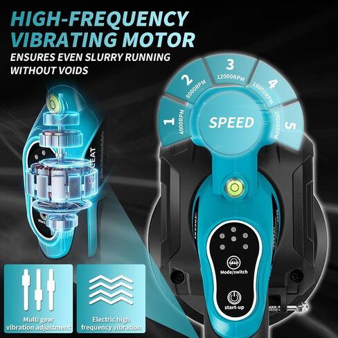 Tile Vibration Tool: Vibration Leveling Machine 5speed Adjustable Tile Tiler Hand-held Tile Tiling Machine Tile Vibration Tiling Machine For Laying Floor Wall Larger Tiles, Tile Installers DIYer in Kuwait