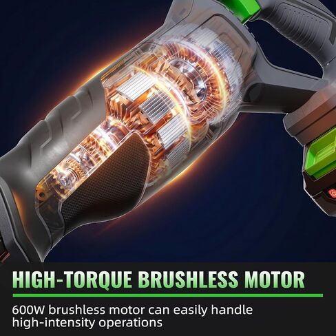 Cordless Reciprocating Saw with 2Pcs Batteries, Brushless Electric Wood Saw with 3500 SPM Variable Speed, 4 Saw Blades, Storage Box, Tool‑Free Blade Change for Cutting Wood, PVC, Metal in Kuwait