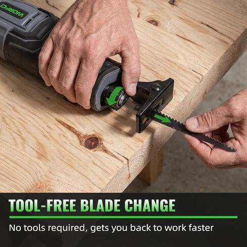 Cordless Reciprocating Saw with 2Pcs Batteries, Brushless Electric Wood Saw with 3500 SPM Variable Speed, 4 Saw Blades, Storage Box, Tool‑Free Blade Change for Cutting Wood, PVC, Metal in Kuwait