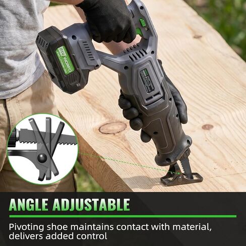 Cordless Reciprocating Saw with 2Pcs Batteries, Brushless Electric Wood Saw with 3500 SPM Variable Speed, 4 Saw Blades, Storage Box, Tool‑Free Blade Change for Cutting Wood, PVC, Metal in Kuwait
