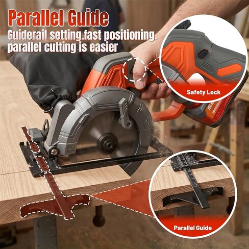 21V Cordless Mini Circular Saw, 4-1/2" Compact Wireless Circular Saw 6.0Ah Battery, Charger, 3 Blades, 5600RPM, Large-Capacity Tool Bag, Max Cutting Depth 1-11/16"(90°), 1-1/8"(45°) in Kuwait