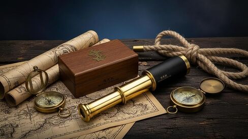 6" Handheld Brass Telescope with Wooden Box - Pirate Navigation in Saudi Arabia