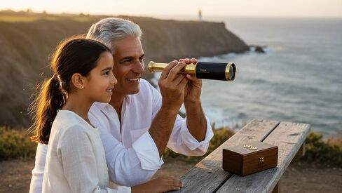 6" Handheld Brass Telescope with Wooden Box - Pirate Navigation in Saudi Arabia