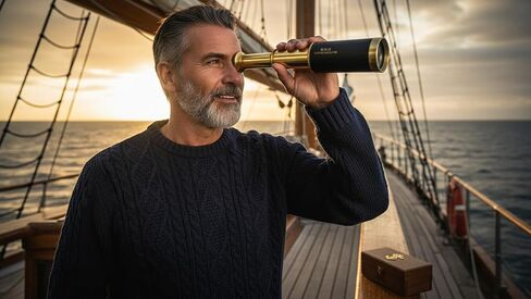 6" Handheld Brass Telescope with Wooden Box - Pirate Navigation in Saudi Arabia