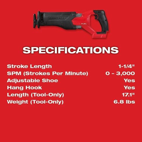 2821-20 for Milwaukee M18 FUEL Cordless Reciprocating Saw Length 17.1 in Height 6.3 in Width 3.25 in in Kuwait
