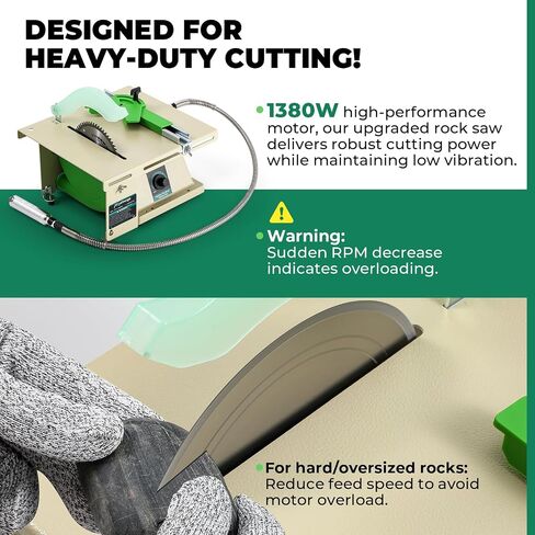 Pro Lapidary Saw for Cutting Rocks with Vise Attachment | Jewelry Rock Saw 1380W Rock Cutter for Crafts Lapidary Equipment for DIY Gem Stone Grinding Woodworking Carving in Kuwait
