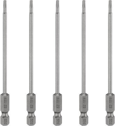 HARFINGTON 5pcs TT10 Security Torx Head Screwdriver Bit 2" (50mm) Long 1/4" Hex Shank Magnetic Tamper Proof 6 Point Star Screw Driver Drill Bits S2 Steel Hole Tip Industrial Power Tools in Saudi Arabia