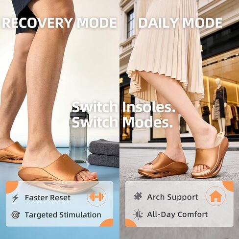 Recovery Sandals with 2 Replaceable Insoles - 2026 Arch Support Slippers for Men & Women, Orthopedic Open-Toe Walking Shoes for Plantar Fasciitis, Heel & Back Pain Relief, Sports & Daily Wear in Kuwait
