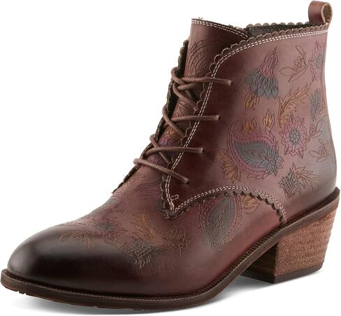 L'Artiste Duju Women's Ankle Boot with Hand-painted Floral Leather and Comfort Fit in Kuwait