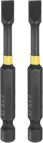 HARFINGTON 2pcs SL3 Slotted Impact Screwdriver Bits 3mm Slotted Tip 1/4" Hex Shank 70mm (2.8") Long Magnetic Flat Head Phosphated S2 Steel Screw Driver Drill Bits Electric Power Tool in Kuwait