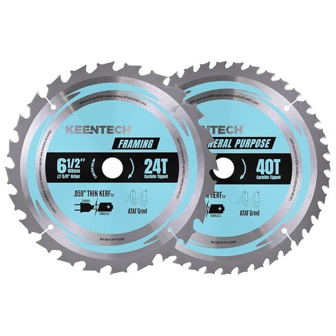 KEENTECH 6-1/2" Saw Blade 24T+40T, 2-Pack, Fast Cut & Fine Finish | 2-pack save cost, safe weld, fits 5/8" bore saws, lasts 20% longer, 24T fast cut + 40T smooth finish – coarse+fine all in one in Kuwait