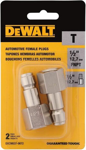 DEWALT 1/2-Inch Body Automotive Air Plug 2-Pack and 1/2-Inch FNPT: Maximum High-Flow Design, 300 PSI in Kuwait