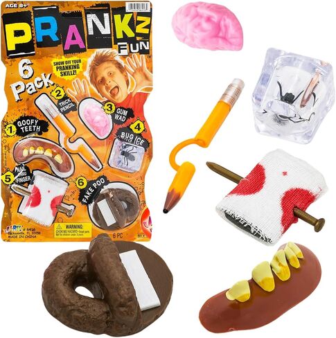مجموعة JA-RU Pranks لألعاب الكمامات للأطفال (مجموعة واحدة) 6 مجموعة دعامات مختلفة رائعة ومخيفة. لعبة حقيبة هدايا الحفلات. Prankz Gaging Fun Pranking Kit كذبة أبريل المزح الاشياء الكمامة هدايا حفلة لصالح المخزون 6416-1p in Kuwait