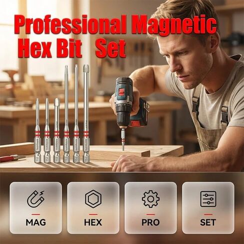 Heavy-Duty Pagoda Hex Bits Set, 1/4" High-Torque Impact Allen Bits, Premium S2 Steel, Strong Magnetic Head Multi-SizeH1.5-2 H2.5-3 H4-5-6mm, Impact Driver Bits for Electric Drills & Wrenches (1 Set) in Kuwait