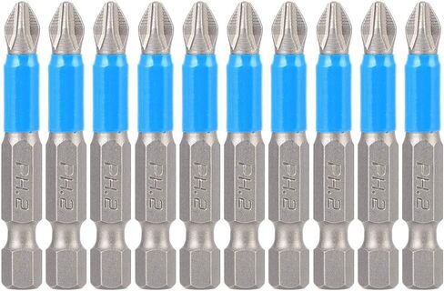Oumefar 10Pcs/set Screwdriver Bits Anti Slip S2 Alloy Steel Strong Magnetic Cross Drill Bit x 50mm Hex Shank Screwdriving Bit in Kuwait