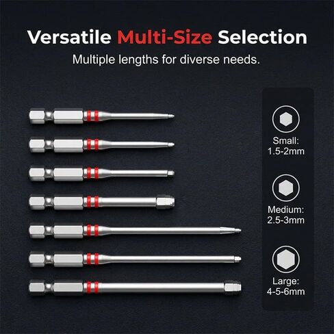 Heavy-Duty Pagoda Hex Bits Set, 1/4" High-Torque Impact Allen Bits, Premium S2 Steel, Strong Magnetic Head Multi-SizeH1.5-2 H2.5-3 H4-5-6mm, Impact Driver Bits for Electric Drills & Wrenches (1 Set) in Kuwait