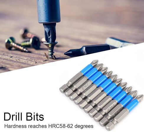 Oumefar 10Pcs/set Screwdriver Bits Anti Slip S2 Alloy Steel Strong Magnetic Cross Drill Bit x 50mm Hex Shank Screwdriving Bit in Kuwait
