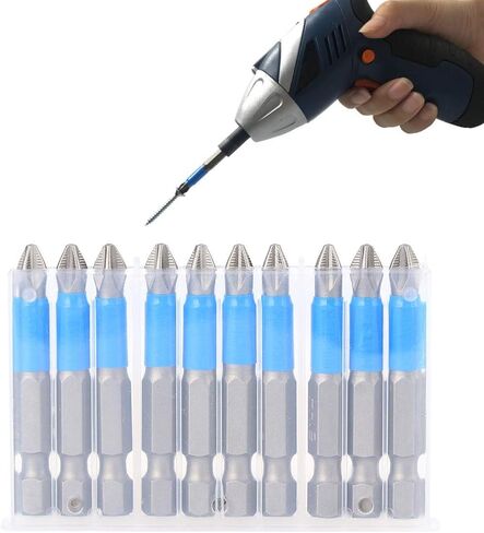 Oumefar 10Pcs/set Screwdriver Bits Anti Slip S2 Alloy Steel Strong Magnetic Cross Drill Bit x 50mm Hex Shank Screwdriving Bit in Kuwait