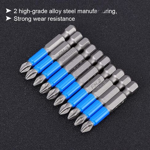 Oumefar 10Pcs/set Screwdriver Bits Anti Slip S2 Alloy Steel Strong Magnetic Cross Drill Bit x 50mm Hex Shank Screwdriving Bit in Kuwait