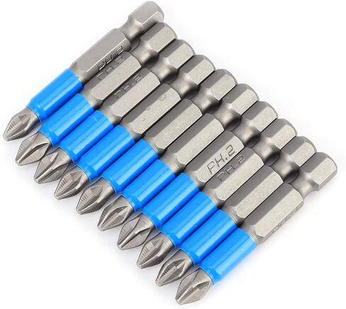 Oumefar 10Pcs/set Screwdriver Bits Anti Slip S2 Alloy Steel Strong Magnetic Cross Drill Bit x 50mm Hex Shank Screwdriving Bit in Kuwait