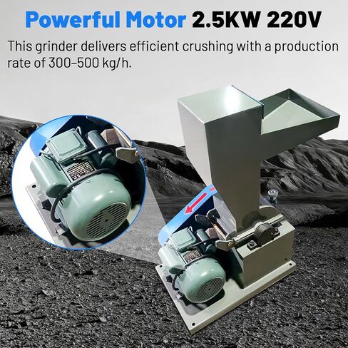 Electric Hammer Crusher Machine 2.5KW 220V Rock Glass Stone Coal | Shatter Grinder Milling Crushing with 0.12/0.24/0.4 inch Sieves, 300 to 500 kg/h (660-1100 lb/h) Crushing Capacity in Kuwait