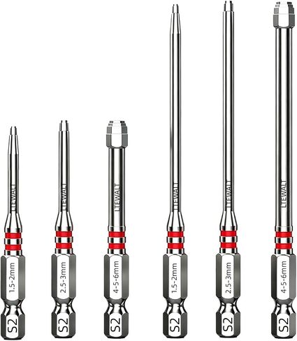 Hex Shank Pagoda Screwdriver Bits Set 6 Pcs Magnetic Multiple Sizes | Drill Bits Fit Electric Drills, Power Screwdrivers and Wrenches For General Repair Work in Kuwait
