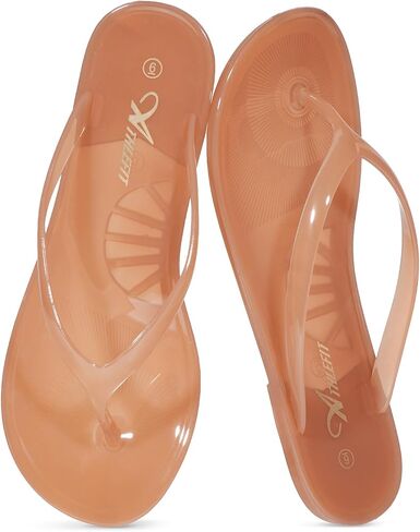 Athlefit Women's Jelly Flip Flops Summer Beach Thong Sandals | Quick-Dry Casual Beach Pool Flat Sandals,Slip On Lightweight Casual Slides,Travel Walking Cute Round Toe Jelly Shoes in Kuwait