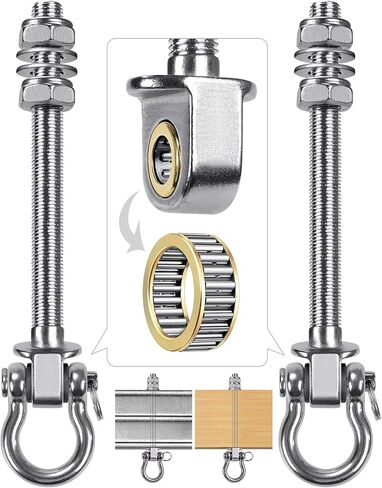 BeneLabel Heavy Duty Swing Hangers with Bearings - Set of 2 Stainless Steel 304 Hardware for Wood & Metal Beams - Ideal for Hanging Hammocks, Yoga Swings, Porch Swing - 1500LB Capacity - 7" x M2/5" in Saudi Arabia