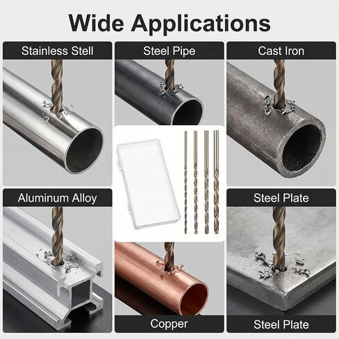 4PCS 150mm Long Drill Bits Set, Diameter 3.0mm 4mm 5mm 6mm, Extra Long Drill Bits for Wood Plastic & Aluminum Hard Metal Stainless Steel, Cast Iron, Copper, PVC in Kuwait