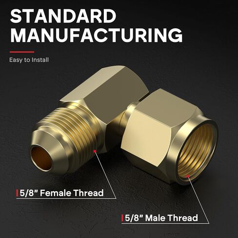 YESWELDER 90-Degree Pneumatic Hose Connector Adapter, Right Angle Air Fitting for Welding Cart Cylinder Tank Hose Clearance, 5/8 in OD x 5/8 in OD Fitting Size, Durable Brass Construction in Kuwait