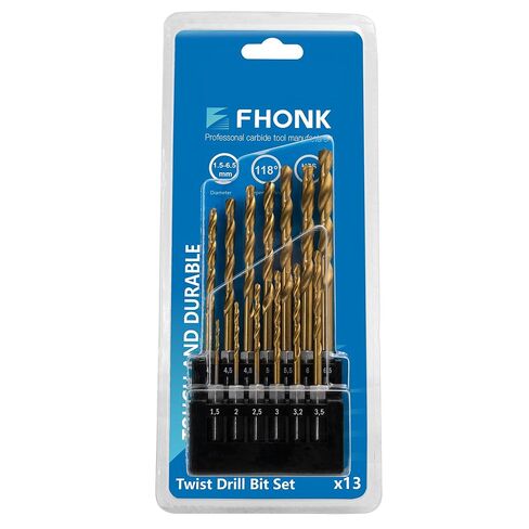 13Pcs Cobalt Drill Bit Set, 1/16"" to 1/4"" Titanium Coated High Speed Steel Twist Bits, Jobber Length Hex Shank Quick Change Kit for Hardened Metal, Stainless Steel, Wood & Plastic in Kuwait