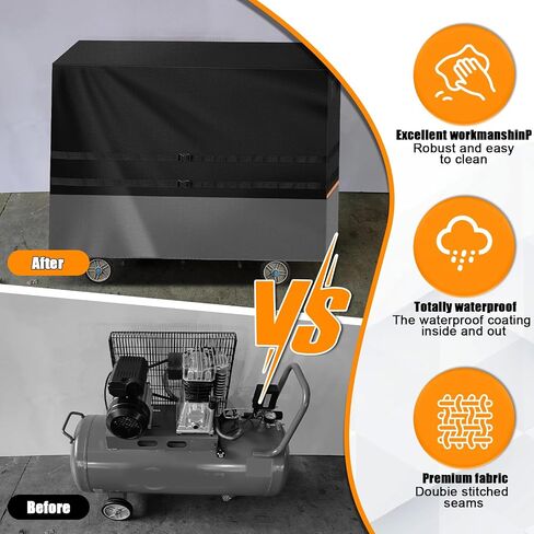Air Compressor Cover for 20-30 Gallon, 48"L x 24"W x 32"H Heavy Duty 600D Waterproof Dustproof Cover with 2 Handle & Buckle in Kuwait
