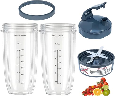 [UPGRADE] Replacement 32oz NutriBullet Blender Cups & Blade Part Compatible with 600w/900w Blender (7 Pieces) in Saudi Arabia