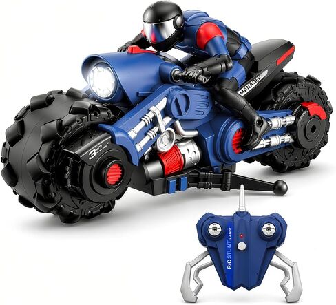 Liberty Imports 2.4 جيجا هرتز RC دراجة نارية بجهاز تحكم عن بعد - سيارة سباق دراجة نارية - 1/10 R/C عالية السرعة دراجة نارية وشخصية ركوب مع عجلات دوارة 360 درجة (أزرق) in Kuwait