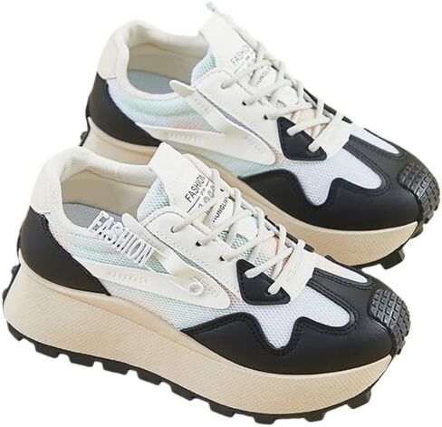 Women's Fashionable Sports Shoes - lace-up Thick-Soled Casual Shoes - Rubber Sole - Multiple Color Options - Suitable for All Seasons in Kuwait