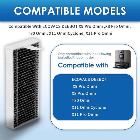(10 Pack) X9 Pro Omni Replacement HEPA Filters Compatible With ECOVACS DEEBOT X8 Pro Omni, T80 Omni, X11 OmniCyclone, X11 Pro Omni Robot Vacuum Cleaner, Filters Accessories Kit, Filter Kit in Kuwait