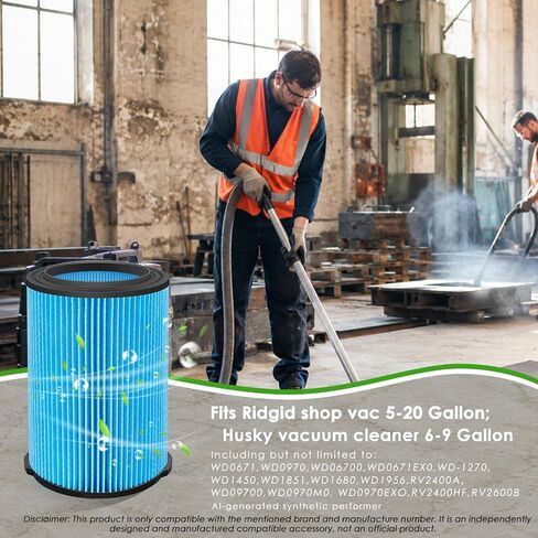 VF5000& VF7000 Replacement Filter fits Rigid Shop Vacuums 5-20 Gallon& Husky Shop Vacuum 6-9 Gallon with 2* Foam Sleeves -2 Pack in Kuwait