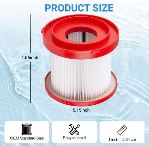 49-90-1900 Replacement Filter Compatible with Milwaukee Cordless M18 Vacuum | 2 Pack with 4 Foam Sleeves and 1 brush for 0780-20 0880-20 0960-20 0960-21 0970-20 Vacuum Cleaner in Kuwait