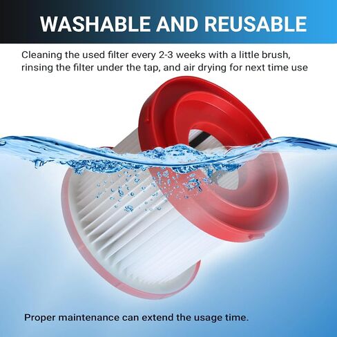 49-90-1900 Replacement Filter Compatible with Milwaukee Cordless M18 Vacuum | 2 Pack with 4 Foam Sleeves and 1 brush for 0780-20 0880-20 0960-20 0960-21 0970-20 Vacuum Cleaner in Kuwait