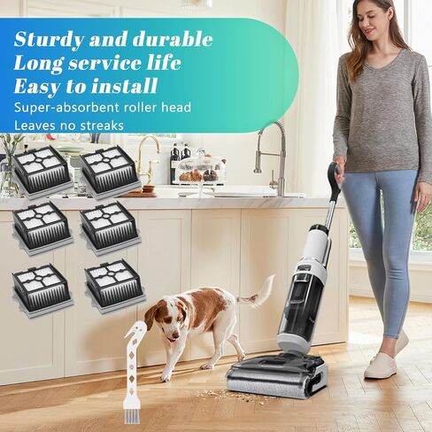 Only Version 1 for Tineco Floor One S7 PRO / S6 Wet and Dry Vacuum Cleaner Replacement Parts 7 Pieces Accessories 3 Roller Brushes + 3 HEPA Filters + 1 Cleaning Brush, Part No. FW200300US in Kuwait
