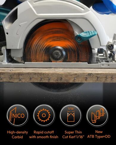 6-1/2 Inch Circular Saw Blades 24T - Demolition and Framing Blade with NiCo Cutting Teeth, Teflon Non-Stick Coating, for Wood with Nails, Hardwood, Plywood, Ultra-Thin 1.5mm Kerf in Kuwait
