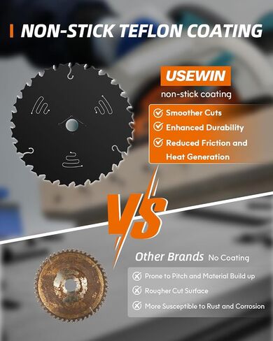 6-1/2 Inch Circular Saw Blades 24T - Demolition and Framing Blade with NiCo Cutting Teeth, Teflon Non-Stick Coating, for Wood with Nails, Hardwood, Plywood, Ultra-Thin 1.5mm Kerf in Kuwait