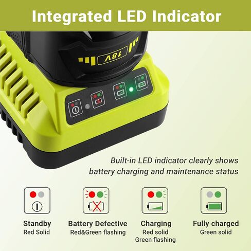 Replacement Charger for Ryobi 18V ONE+ Battery, P117 Fast Charger Compatible with Ryobi 12V/14.4V/18V Lithium NiCad NiMh Battery P102 P103 P107 P108 P109 P189 P190 in Kuwait