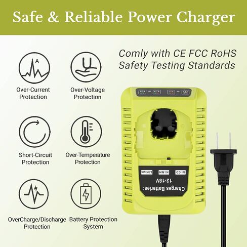 Replacement Charger for Ryobi 18V ONE+ Battery, P117 Fast Charger Compatible with Ryobi 12V/14.4V/18V Lithium NiCad NiMh Battery P102 P103 P107 P108 P109 P189 P190 in Kuwait
