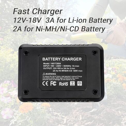 Replacement Charger for Ryobi 18V ONE+ Battery, P117 Fast Charger Compatible with Ryobi 12V/14.4V/18V Lithium NiCad NiMh Battery P102 P103 P107 P108 P109 P189 P190 in Kuwait