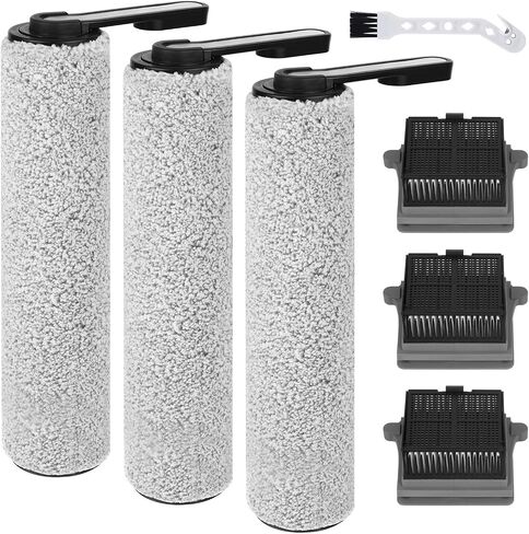 Only Version 1 for Tineco Floor One S7 PRO / S6 Wet and Dry Vacuum Cleaner Replacement Parts 7 Pieces Accessories 3 Roller Brushes + 3 HEPA Filters + 1 Cleaning Brush, Part No. FW200300US in Kuwait