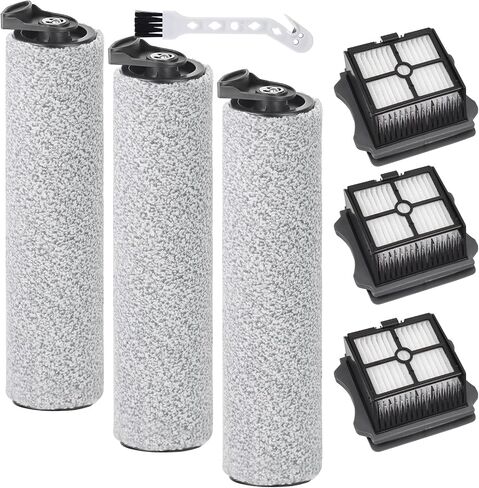 Only Version 1 for Tineco Floor One S7 PRO / S6 Wet and Dry Vacuum Cleaner Replacement Parts 7 Pieces Accessories 3 Roller Brushes + 3 HEPA Filters + 1 Cleaning Brush, Part No. FW200300US in Kuwait