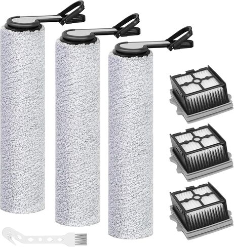 Only Version 1 for Tineco Floor One S7 PRO / S6 Wet and Dry Vacuum Cleaner Replacement Parts 7 Pieces Accessories 3 Roller Brushes + 3 HEPA Filters + 1 Cleaning Brush, Part No. FW200300US in Kuwait